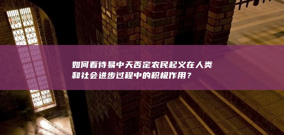 如何看待易中天否定农民起义在人类和社会进步过程中的积极作用？