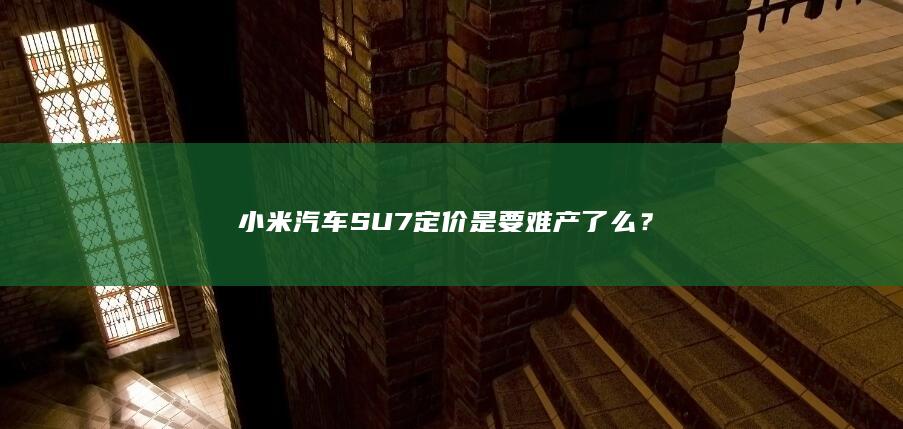 小米汽车SU7定价是要难产了么？