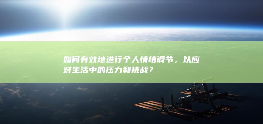 如何有效地进行个人情绪调节，以应对生活中的压力和挑战？