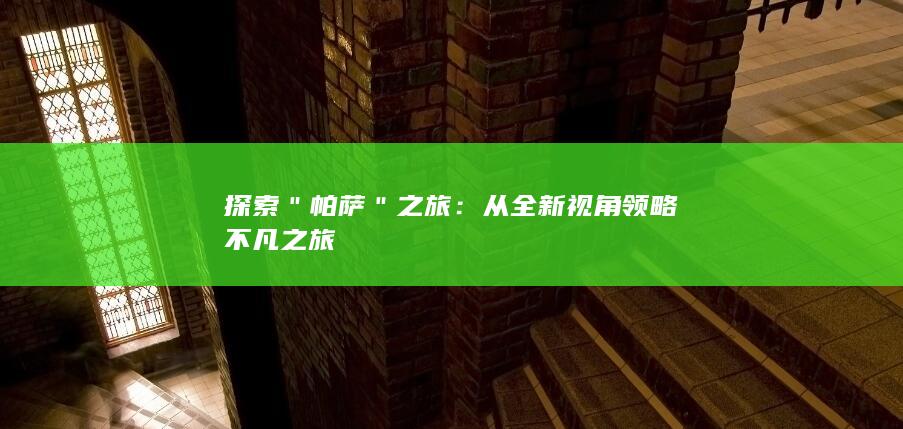 探索＂帕萨＂之旅：从全新视角领略不凡之旅